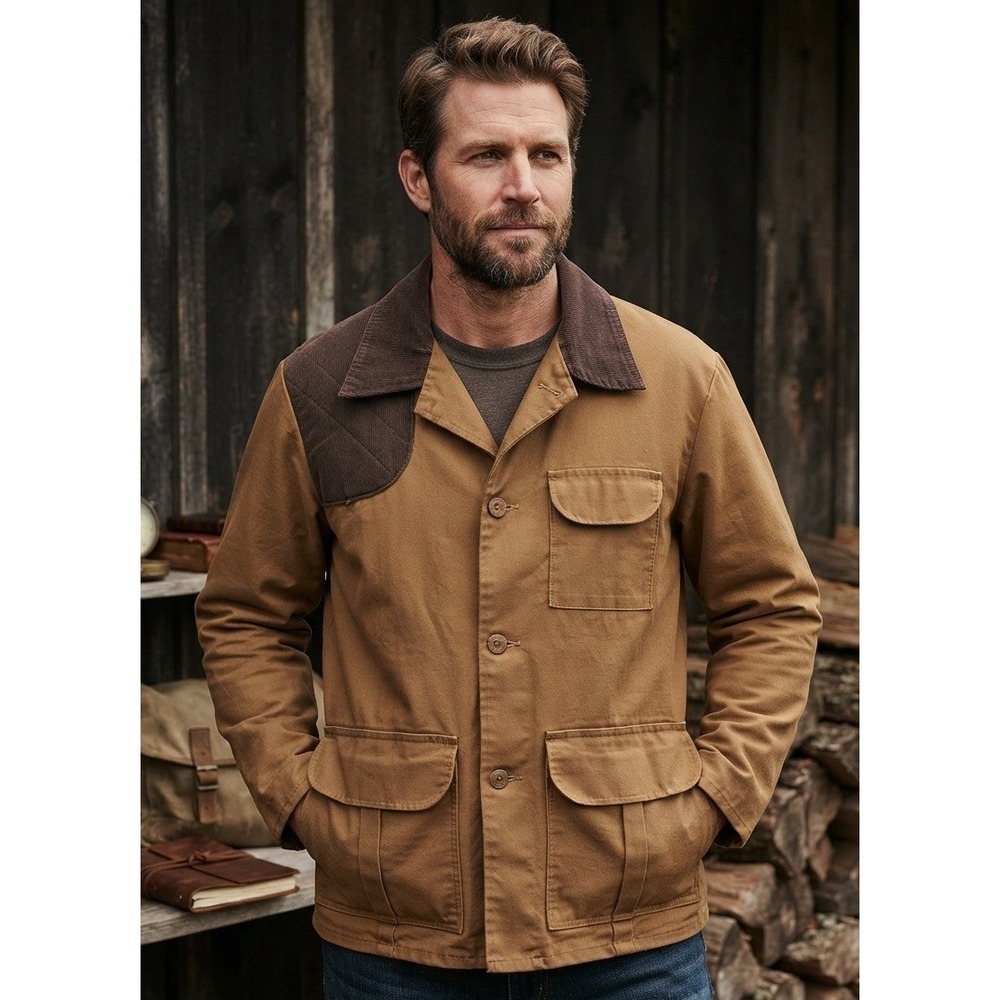Vintage RedHead Field Coat Hunting Jacket Men's L Blue Bill Canvas Brown Cotton